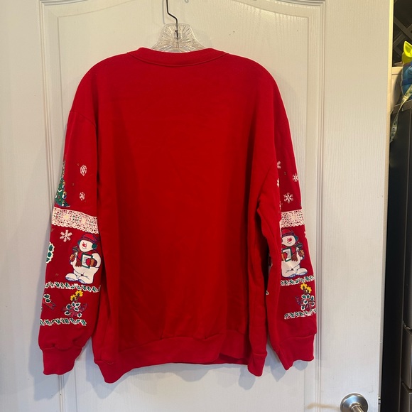 Holiday Time vintage Red Christmas snowman Sweatshirt size large - Picture 5 of 6